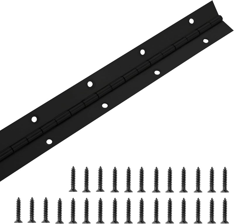 FVSEC Piano Hinge 36 Inch x 1.2 Inch Heavy Duty Stainless Steel Black Continuous & Piano Hinges for Cabinets Boat Marine Door, 0.04" Leaf Thickness 1.2'' Open Width - Image 1